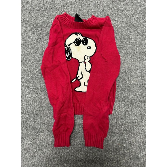 Peanuts Tops - Peanuts Sweater Womens Size S Red Joe Cool Snoopy Graphic Knit Crew Neck Casual